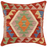 handmade Traditional Pillow Rust Blue Hand-Woven SQUARE 100% WOOL Hand woven turkish pillow PILLOW