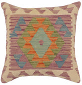handmade Traditional Pillow Purple Blue Hand-Woven SQUARE 100% WOOL Hand woven turkish pillow PILLOW