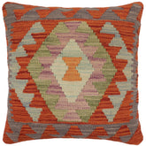 handmade Traditional Pillow Rust Charcoal Hand-Woven SQUARE 100% WOOL Hand woven turkish pillow PILLOW