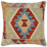 handmade Traditional Pillow Rust Blue Hand-Woven SQUARE 100% WOOL Hand woven turkish pillow PILLOW