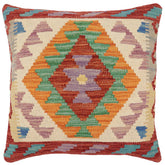 handmade Traditional Pillow Red Beige Hand-Woven SQUARE 100% WOOL Hand woven turkish pillow PILLOW