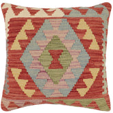 handmade Traditional Pillow Red Beige Hand-Woven SQUARE 100% WOOL Hand woven turkish pillow PILLOW