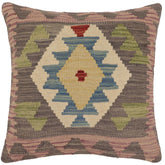 handmade Traditional Pillow Gray Blue Hand-Woven SQUARE 100% WOOL Hand woven turkish pillow PILLOW