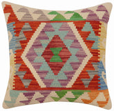 handmade Traditional Pillow Rust Blue Hand-Woven SQUARE 100% WOOL Hand woven turkish pillow PILLOW