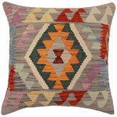 handmade Traditional Pillow Gray Rust Hand-Woven SQUARE 100% WOOL Hand woven turkish pillow PILLOW