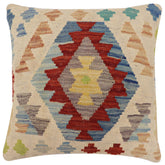 handmade Traditional Pillow Beige Rust Hand-Woven SQUARE 100% WOOL Hand woven turkish pillow2 x 2