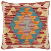 handmade Traditional Pillow Red Blue Hand-Woven SQUARE 100% WOOL Hand woven turkish pillow2 x 2