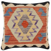 handmade Traditional Pillow Rust Blue Hand-Woven SQUARE 100% WOOL Hand woven turkish pillow2 x 2