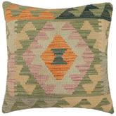 handmade Traditional Pillow Blue Green Hand-Woven SQUARE 100% WOOL Hand woven turkish pillow2 x 2