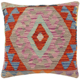 handmade Traditional Pillow Rust Blue Hand-Woven SQUARE 100% WOOL Hand woven turkish pillow2 x 2