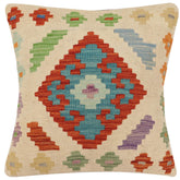 handmade Traditional Pillow Beige Rust Hand-Woven SQUARE 100% WOOL Hand woven turkish pillow2 x 2