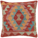 handmade Traditional Pillow Red Blue Hand-Woven SQUARE 100% WOOL Hand woven turkish pillow2 x 2