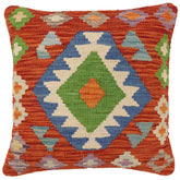 handmade Traditional Pillow Rust Blue Hand-Woven SQUARE 100% WOOL Hand woven turkish pillow2 x 2