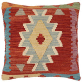 handmade Traditional Pillow Rust Blue Hand-Woven SQUARE 100% WOOL Hand woven turkish pillow2 x 2
