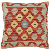 handmade Traditional Pillow Rust Blue Hand-Woven SQUARE 100% WOOL Hand woven turkish pillow2 x 2