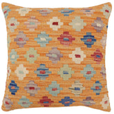 handmade Traditional Pillow Orange Red Hand-Woven SQUARE 100% WOOL Hand woven turkish pillow2 x 2