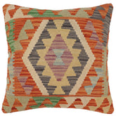 handmade Traditional Pillow Rust Blue Hand-Woven SQUARE 100% WOOL Hand woven turkish pillow2 x 2