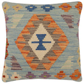 handmade Traditional Pillow Blue Rust Hand-Woven SQUARE 100% WOOL Hand woven turkish pillow2 x 2