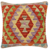 handmade Traditional Pillow Rust Blue Hand-Woven SQUARE 100% WOOL Hand woven turkish pillow2 x 2