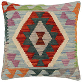 handmade Traditional Pillow Blue Rust Hand-Woven SQUARE 100% WOOL Hand woven turkish pillow2 x 2