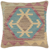 handmade Traditional Pillow Blue Purple Hand-Woven SQUARE 100% WOOL Hand woven turkish pillow2 x 2