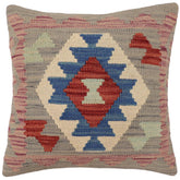 handmade Traditional Pillow Gray Blue Hand-Woven SQUARE 100% WOOL Hand woven turkish pillow2 x 2