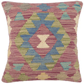 handmade Traditional Pillow Purple Blue Hand-Woven SQUARE 100% WOOL Hand woven turkish pillow 3 x 5