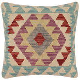 handmade Traditional Pillow Blue Red Hand-Woven SQUARE 100% WOOL Hand woven turkish pillow2 x 2