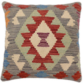 handmade Traditional Pillow Gray Red Hand-Woven SQUARE 100% WOOL Hand woven turkish pillow2 x 2