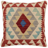 handmade Traditional Pillow Red Beige Hand-Woven SQUARE 100% WOOL Hand woven turkish pillow2 x 2