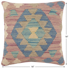 handmade Traditional Pillow Purple Blue Hand-Woven SQUARE 100% WOOL Hand woven turkish pillow 3 x 5