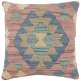 handmade Traditional Pillow Purple Blue Hand-Woven SQUARE 100% WOOL Hand woven turkish pillow 3 x 5