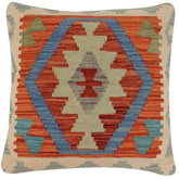 handmade Traditional Pillow Rust Blue Hand-Woven SQUARE 100% WOOL Hand woven turkish pillow2 x 2