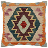 handmade Traditional Pillow Blue Rust Hand-Woven SQUARE 100% WOOL Hand woven turkish pillow2 x 2