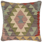 handmade Traditional Pillow Gray Red Hand-Woven SQUARE 100% WOOL Hand woven turkish pillow2 x 2