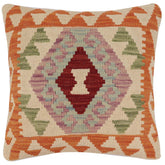 handmade Traditional Pillow Rust Beige Hand-Woven SQUARE 100% WOOL Hand woven turkish pillow2 x 2