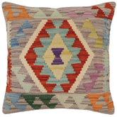 handmade Traditional Pillow Rust Blue Hand-Woven SQUARE 100% WOOL Hand woven turkish pillow2 x 2