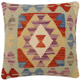 handmade Traditional Pillow Rust Blue Hand-Woven SQUARE 100% WOOL Hand woven turkish pillow2 x 2
