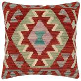 handmade Traditional Pillow Rust Blue Hand-Woven SQUARE 100% WOOL Hand woven turkish pillow2 x 2