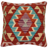handmade Traditional Pillow Rust Blue Hand-Woven SQUARE 100% WOOL Hand woven turkish pillow2 x 2