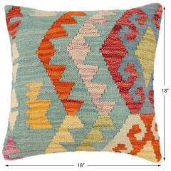 handmade Traditional Pillow Blue Rust Hand-Woven SQUARE 100% WOOL Hand woven turkish pillow 3 x 5