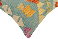 handmade Traditional Pillow Blue Rust Hand-Woven SQUARE 100% WOOL Hand woven turkish pillow 3 x 5