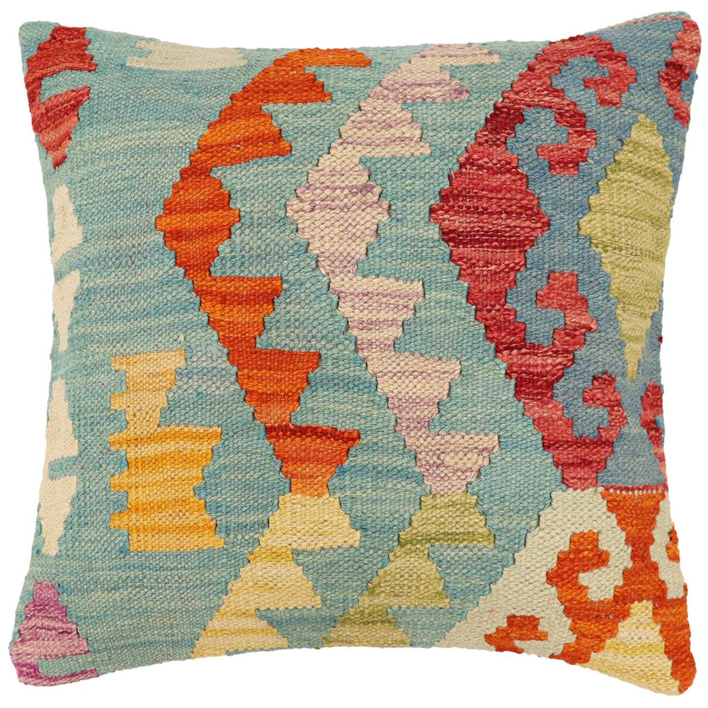 handmade Traditional Pillow Blue Rust Hand-Woven SQUARE 100% WOOL Hand woven turkish pillow 3 x 5