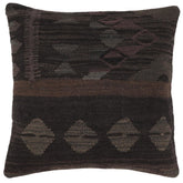 handmade Traditional Pillow Black Gray Hand-Woven SQUARE 100% WOOL Hand woven turkish pillow2 x 2