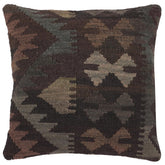 handmade Traditional Pillow Black Gray Hand-Woven SQUARE 100% WOOL Hand woven turkish pillow2 x 2