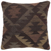 handmade Traditional Pillow Gray Brown Hand-Woven SQUARE 100% WOOL Hand woven turkish pillow2 x 2