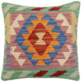 handmade Traditional Pillow Rust Blue Hand-Woven SQUARE 100% WOOL Hand woven turkish pillow2 x 2