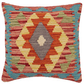 handmade Traditional Pillow Red Rust Hand-Woven SQUARE 100% WOOL Hand woven turkish pillow 2 x 2