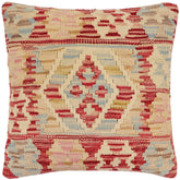 handmade Traditional Pillow Red Blue Hand-Woven SQUARE 100% WOOL Hand woven turkish pillow2 x 2