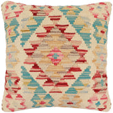 handmade Traditional Pillow Beige Red Hand-Woven SQUARE 100% WOOL Hand woven turkish pillow2 x 2
